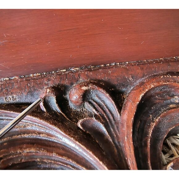 MCM Syroco Wood Wall Shelves w/ Plate Groove, SET/2 Composite Wood, Mahogany Red - Picture 9 of 10